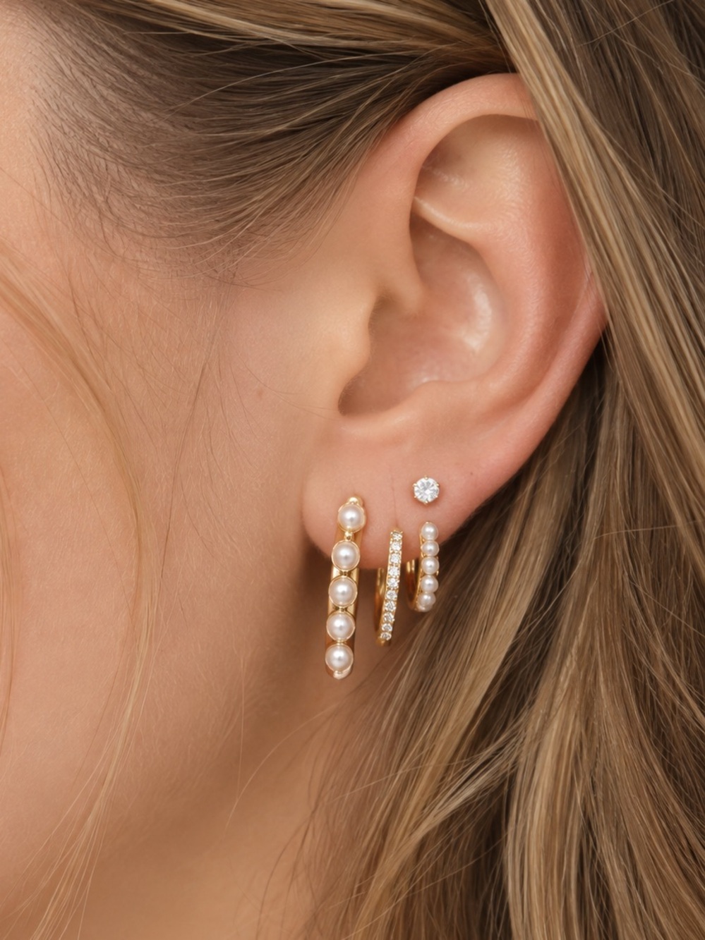 #145 C Shaped Waterproof Stainless Steel Stud Earrings